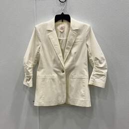 5a7 Cinq a Sept Womens Off-White Notch Lapel One Button Blazer Jacket Size 4