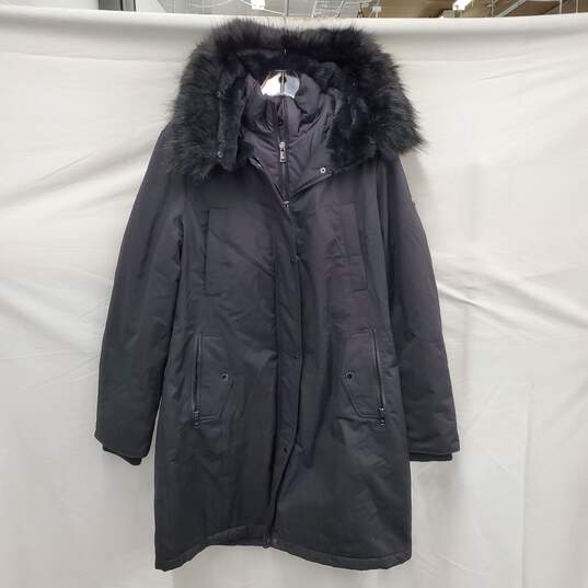 1 Madison Expedition WM's Polyester & Cotton Blend Black Zipper Parka & Faux Fur Hood Size L/G image number 1