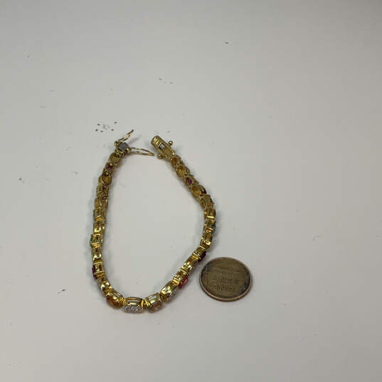 Designer Joan Rivers Gold-Tone Multicolor Crystal Cut Stone Chain Bracelet image number 2