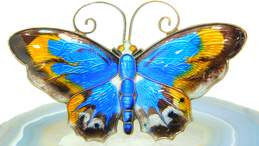 Vintage David Andersen 925 Norway Guilloche Enamel Butterfly Brooch 13.6g