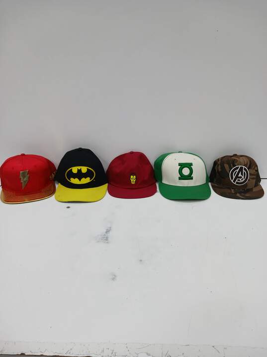 Bundle of 5 Marvel & DC Comics Baseball Caps image number 1