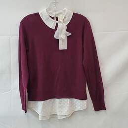 Ted Baker Ohlin Mixed Media Layered Look Sweater in Oxblood