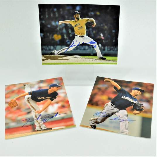 3 Autographed Milwaukee Brewers Photos image number 1
