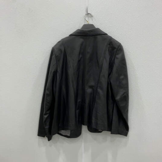 Mens Black Long Sleeve Collared Full-Zip Motorcycle Jacket Size 22/24 image number 2