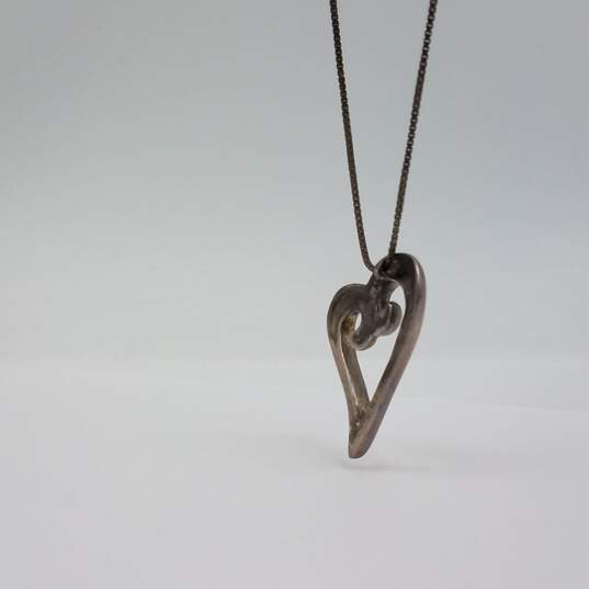 PAIS Sterling Silver Box Chain Open Heart Pendant 19 1/2 Inch Necklace 10.0g image number 8