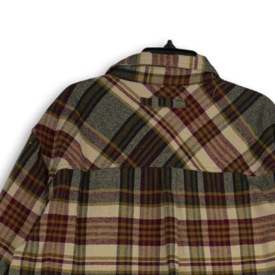 NWT Mens Multicolor Plaid Buck Camp Flannel Long Sleeve Button-Up Shirt Size XLT image number 4