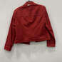 Womens Red Long Sleeve Collared Side Pocket Button Front Jacket Size Medium image number 3