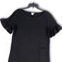 Womens Black Ruffle Sleeve Round Neck Pullover Mini T-Shirt Dress Size M image number 3