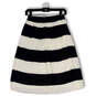 Womens White Black Striped Elastic Waist Pleated Back Zip A-Line Skirt Size 00P image number 1