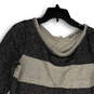 NWT Womens Gray Gold Striped Round Neck Long Sleeve Tunic Sweater Size M image number 3