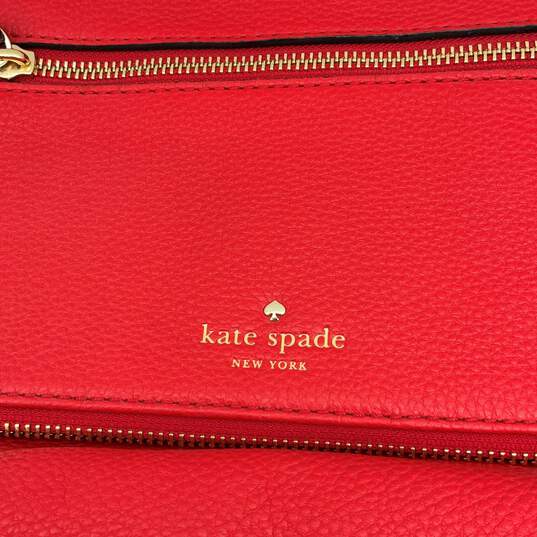 Kate Spade Womens Red Leather Adjustable Strap Zipper Crossbody Bag Purse image number 5
