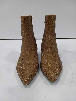 Betsey Johnson Gold Glass Stones Ankle Boots Size 6M alternative image