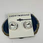 Designer Lucky Brand Silver-Tone Multicolor Crystal Cut Stone Hoop Earrings image number 1