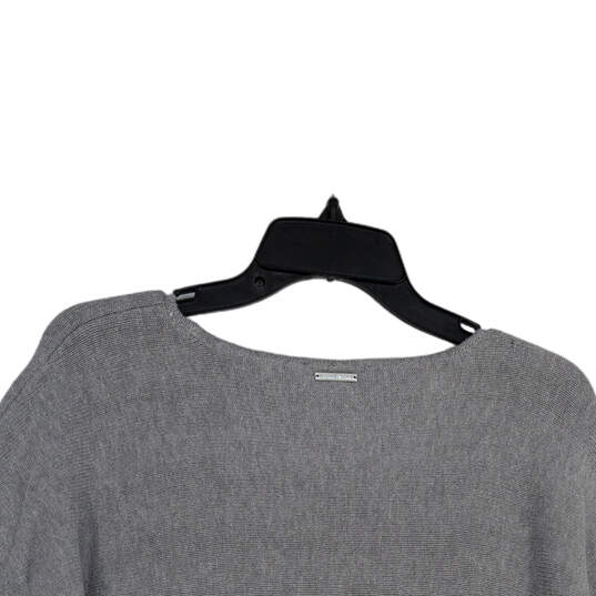 Womens Gray Long Sleeve Side Zip Round Neck Pullover Sweater Size Large image number 4