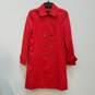 Womens Red Cotton Long Sleeve Double Breasted Trench Coat Size X-Small image number 1