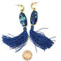 Designer Kendra Scott Gold-Tone Blue Insley Tassel Classic Dangle Earrings image number 3