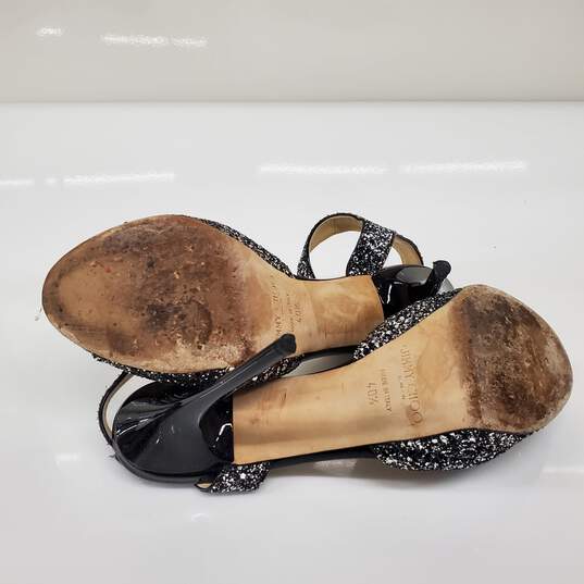 Jimmy Choo London Women's Glittery Platform Open Toe Heels Size 9 w/COA image number 7