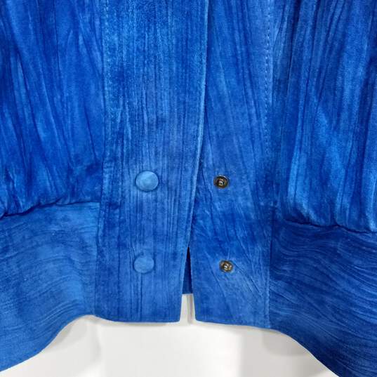 Avanti Blue Cropped Suede/Velvety Fabric Blazer Women's Size M image number 3