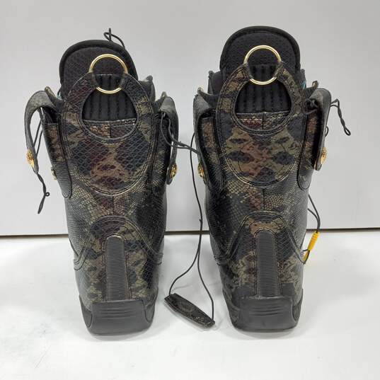 Burton Women's Black and Yellow Snake Pattern Snowboard Boots Size 7 image number 4