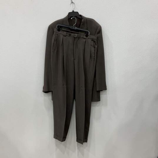 Authentic Giorgio Armani Mens Brown 2 Piece Blazer Pants Suit Set Size 42L W/COA image number 1