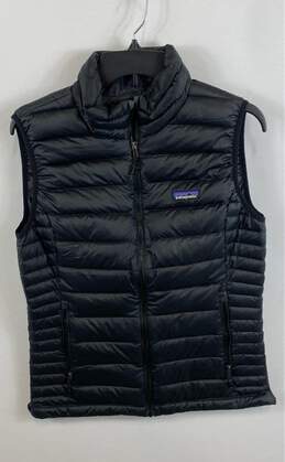 Patagonia Womens Black Mock Neck Pockets Full Zip Quilted Vest Size Large