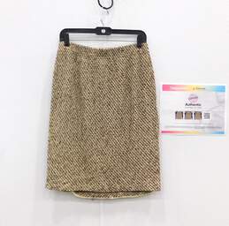 Women's St John Brown Knitted Skirt Size 8