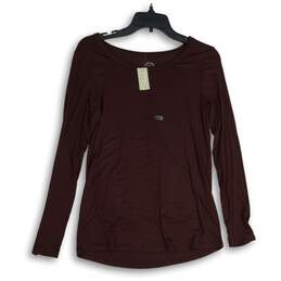NWT Maurices Womens Burgundy Round Neck Long Sleeve Pullover T-Shirt XS