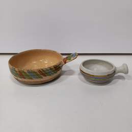 Pair Of Clay Bowls WIth Handles