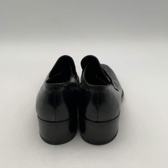 Mens Black Leather Square Toe Slip-On Formal Loafer Shoes Size 8 image number 3