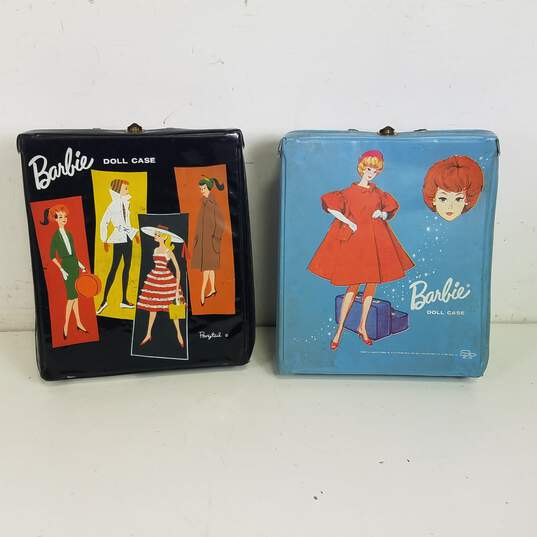 Barbie  Doll Carrying Storage Cases / Lot of 2 Vintage Vinyl Cases image number 1