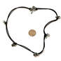 Designer Fossil Silver-Tone Double Strand Black Leather Cord Charm Necklace image number 3