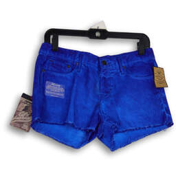 NWT Womens Blue Denim Dark Wash Pockets Raw Hem Cut-Off Shorts Size 28