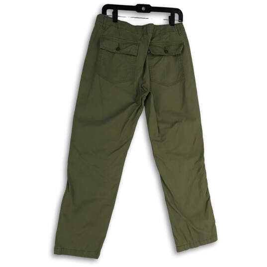 Womens Green Pockets Low Rise Straight Leg Fatigue Trousers Pants Size 29 image number 2