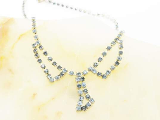 Vintage Blue Icy Rhinestone Costume Jewelry 37.3g image number 6