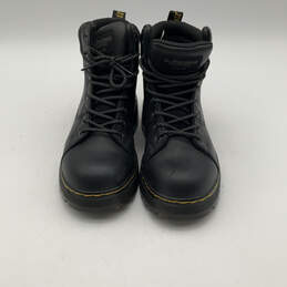 Womens F2413-18 Black Leather Steel Toe Slip Resistant Combat Boots Size 6