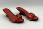 Salvatore Ferragamo Women's Orange Leather Heel Slides Size 8.5 image number 3