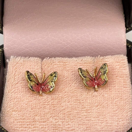 Designer Juicy Couture Gold-Tone Rhinestone Butterfly Stud Earrings w/ Box image number 3