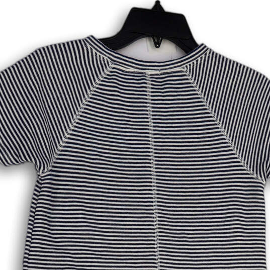 Womens Blue White Striped Round Neck Short Sleeve T-Shirt Dress Size XXS image number 4