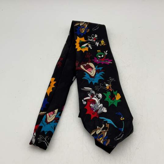 Looney Tunes Mens Multicolor Cartoon Print Pointed Adjustable Neck Tie 56" image number 2
