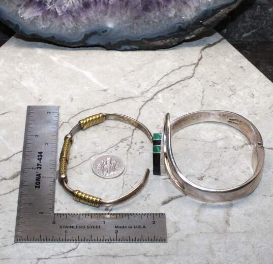 Bundle Of 2 Taxco Sterling Silver Cuff Bracelets - 72.9g image number 6