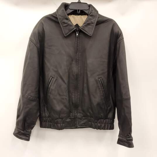 Marc New York Men Black Leather Jacket sz L image number 1
