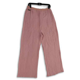 NWT Womens Pink Pleated Elastic Waist Wide Leg Ankle Pants Size Large alternative image