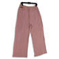 NWT Womens Pink Pleated Elastic Waist Wide Leg Ankle Pants Size Large image number 2