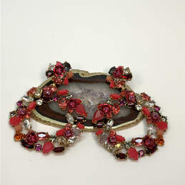 Designer J. Crew Gold-Tone Multicolor Crystal Stone Floral Drop Earrings