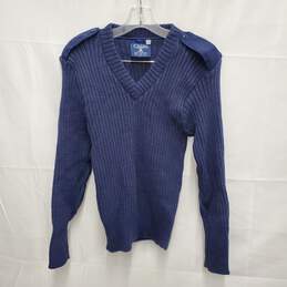 Citadel MN's 100% Virgin Wool Blue Ribbed Military Pullover Size 6 US