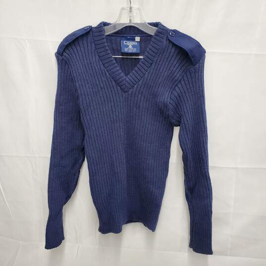 Citadel MN's 100% Virgin Wool Blue Ribbed Military Pullover Size 6 US image number 1