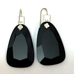 Designer Kendra Scott Marty Silver-Tone Classic Crystal Stone Drop Earrings