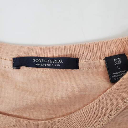 Scotch & Soda WM's 100% Cotton Blend Peach Color Logo T-Shirt Size L image number 3