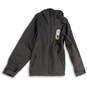 Womens Black Stretch Pockets Full-Zip Windbreaker Jacket Size Large image number 1