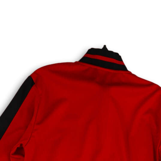 Womens Red Black Mock Neck Long Sleeve Full-Zip Track Jacket Size Small image number 4